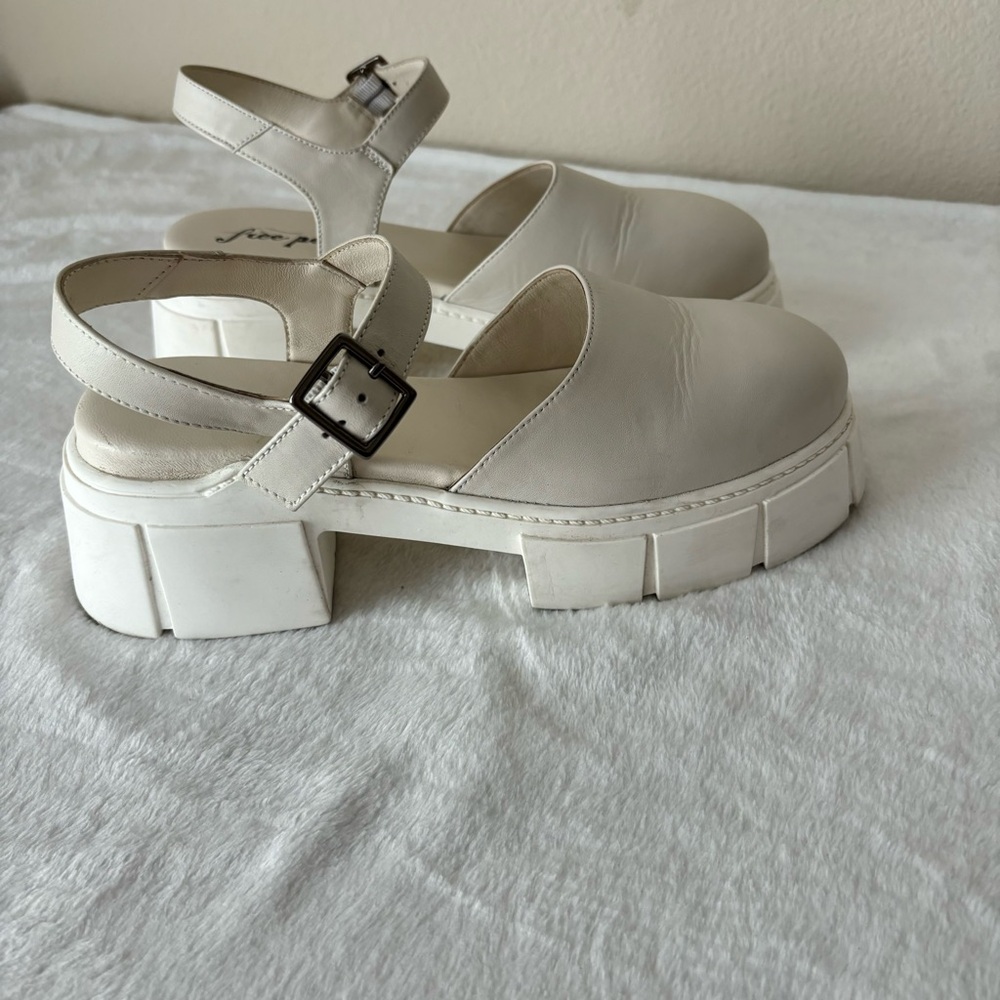 Free People Cream Chunky Platform Mary Jane Sandals
